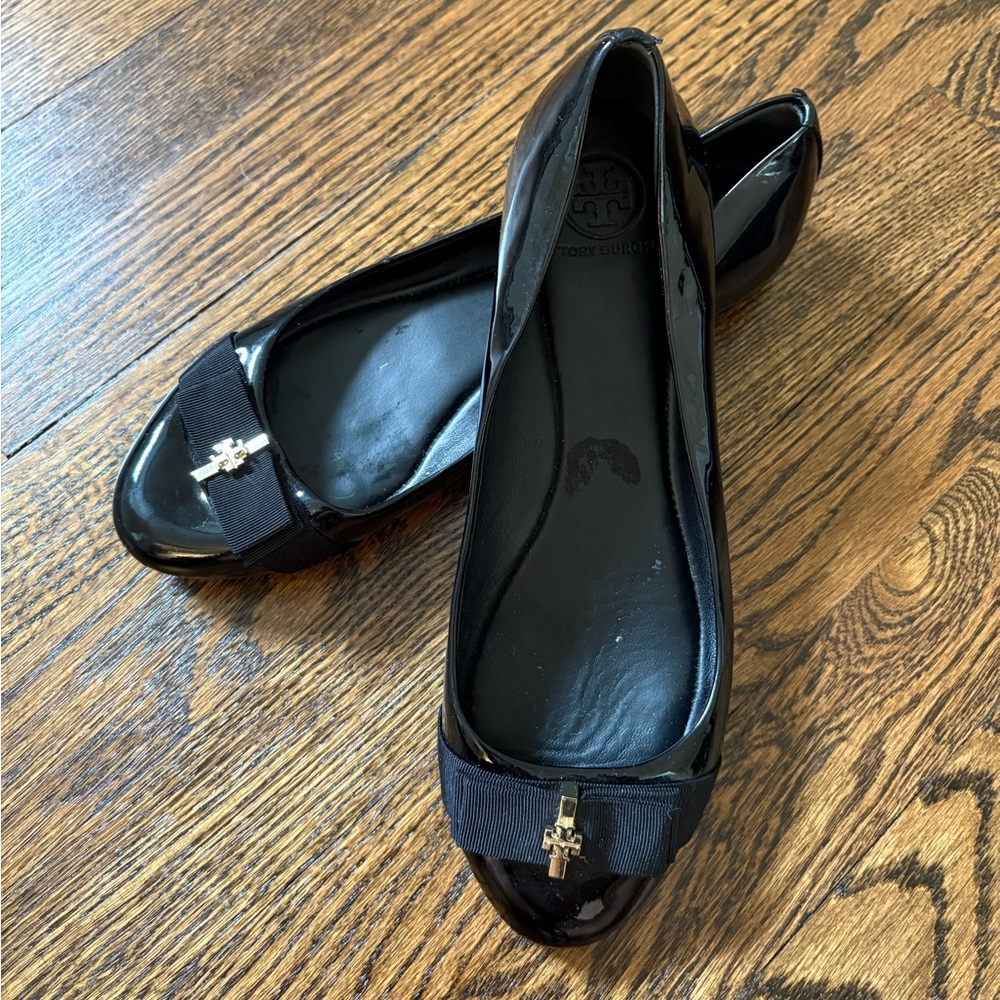 Tory Burch Black Patent Leather Mary Jane Ballet Flats